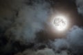 Full moon and white clouds at night Royalty Free Stock Photo