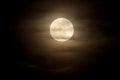 Full Moon with Wispy Clouds in Night Sky Background