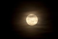 Full Moon with Wispy Clouds in Night Sky Background