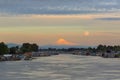 Full Moonrise over Mount Hood along Columbia River in Portland Oregon