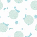 Full moons, comets, and stars seamless vector pattern in calm colors Royalty Free Stock Photo