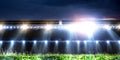 Full night football arena in lights Royalty Free Stock Photo