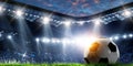 Full night football arena in lights Royalty Free Stock Photo