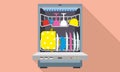 Full open dishwasher icon, flat style