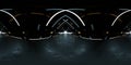 full 360 panorama view of dark futuristic abstract tunnel building interior studio 3d render illustration hdri hdr vr