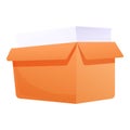 Full paper document box icon, cartoon style