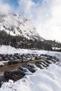 Full parking lot at Alpental Ski Area in Washington