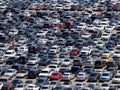 Full Parking lot of cars, trucks, suv, and vans during baseball game