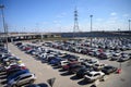 Full parking view at the shopping center.