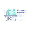 Full pharmacy basket, order medical product, purchase delivery