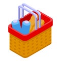 Full picnic basket icon isometric vector. Food lunch Royalty Free Stock Photo