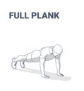 Full Plank Men Home Workout Exercise Guidance Illustration. Sporty Male Working at Home on His Abs.