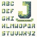 Full polygonal triangular alphabet. Trendy typeset for your design