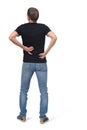 Full portrait of man on back pain Royalty Free Stock Photo