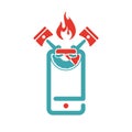 Full power engine upgrade smartphone icon vector illustration.