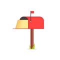 Full red mailbox icon. Royalty Free Stock Photo