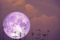 full sap moon back on silhouette atenna on night sky Royalty Free Stock Photo