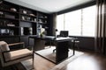 full-scale home office renovation, with sleek furniture and contemporary decor