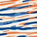 Full Seamless Abstract Background Pattern.  Grunge Texture. Orange and Blue Stripes. AI generated Royalty Free Stock Photo