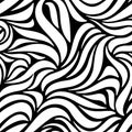 Full Seamless Abstract Ornamental Lines Pattern. Black and White Curved Lines Royalty Free Stock Photo