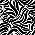 Full Seamless Abstract Pattern. Monochrome Vector. Black and White Curved Lines for Dress Fabric Print. Royalty Free Stock Photo