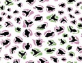 Full seamless cheetah and leopard animal skin pattern vector. Design for pink and green cheetah colored textile fabric printing. S Royalty Free Stock Photo