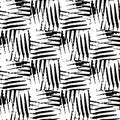 Full Seamless Distressed Texture Pattern. Monochrome Abstract Lines Vector. Black and White Dress Fabric Print.