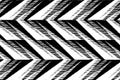 Full Seamless Distressed Zigzag Pattern. Black and White Halftone Lines Dress Fabric Print.