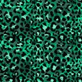 Full seamless green leopard cheetah animal skin pattern.
