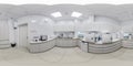 full seamless 360 hdri panorama inside interior of modern research medical laboratory with equipment in equirectangular Royalty Free Stock Photo