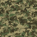 Seamless khaki dirty military camouflage texture pattern vector. Distressed army skin design for textile fabric print Royalty Free Stock Photo