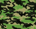 Seamless khaki military camouflage texture pattern vector. Distressed army skin design for textile fabric print and Royalty Free Stock Photo