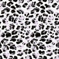 Full seamless leopard cheetah animal skin pattern. Black and white design for textile fabric printing.