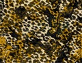 seamless leopard cheetah texture animal skin pattern. Gold color textile fabric print. Suitable for fashion use. Royalty Free Stock Photo