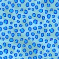 Seamless Leopard Pattern Texture Vector. Endless blue cheetah design for dress fabric print Royalty Free Stock Photo