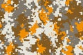 seamless orange digital camouflage texture pattern. Usable for Jacket Pants Shirt and Shorts. Army textile fabric print. Royalty Free Stock Photo