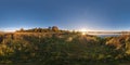 Full seamless spherical cube panorama 360 degrees angle view on the shore of wide river neman in sunny summer evening sunset in Royalty Free Stock Photo