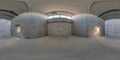 Full seamless spherical hdri panorama 360 degrees in abandoned interior of large empty room as warehouse, hangar or gallary in Royalty Free Stock Photo