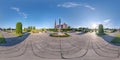 Full seamless spherical hdri panorama 360 degrees angle near neo gothic decorative medieval style architecture church in Royalty Free Stock Photo