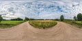 Full seamless spherical hdri panorama 360 degrees angle view among fields in summer evening sunset with beautiful clouds in Royalty Free Stock Photo