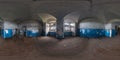 Full seamless spherical hdri panorama 360 degrees angle view inside of abandon room in ruin building equirectangular projection
