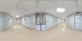 Full seamless spherical hdri panorama 360 degrees angle view in interior of white empty corridor in modern clinic or hospital in Royalty Free Stock Photo