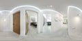 Full seamless spherical hdri panorama 360 degrees angle view in modern entrance hall of corridor rooms in white style in