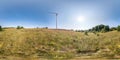 Full seamless spherical hdri panorama 360 degrees angle view near windmill propeller in equirectangular projection, VR AR virtual