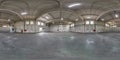 Full seamless spherical hdri panorama 360 degrees in interior of large empty room as warehouse or hangar in equirectangular