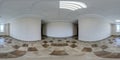 full seamless spherical hdri 360 panorama in interior of empty white room hall with repair in equirectangular projection, ready