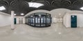 full seamless spherical hdri 360 panorama view in empty modern hall of reception, doors and panoramic windows in administrative Royalty Free Stock Photo