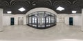 full seamless spherical hdri 360 panorama view in empty modern hall of reception, doors and panoramic windows in administrative Royalty Free Stock Photo