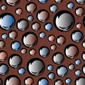 Seamless Circle Texture Print Pattern. Dress Fabric. Brown Dark Background Vector. Design for Textile