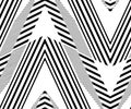 Seamless Zigzag Fabric Print Pattern. Vertical Stripes Black and White Texture Vector. Textile and Home Decoration Royalty Free Stock Photo